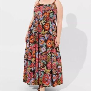 Torrid Floral Maxi Challis Tiered Dress